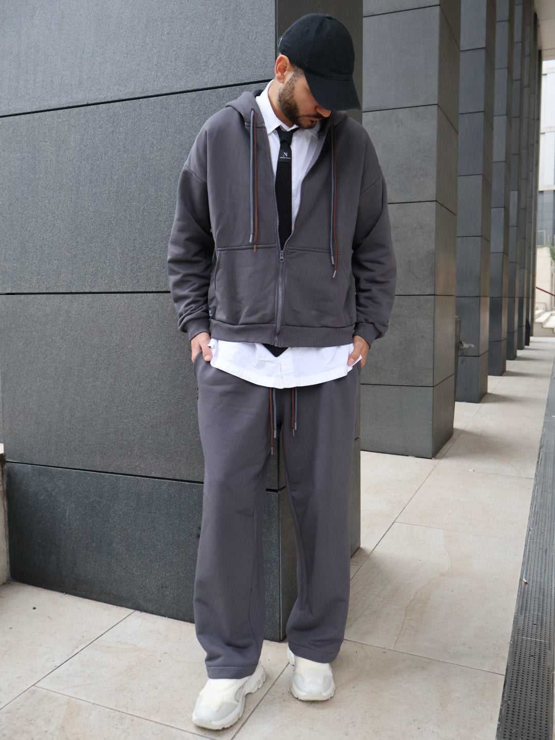 PANTALONI RELAXED FIT - Gri Antracit