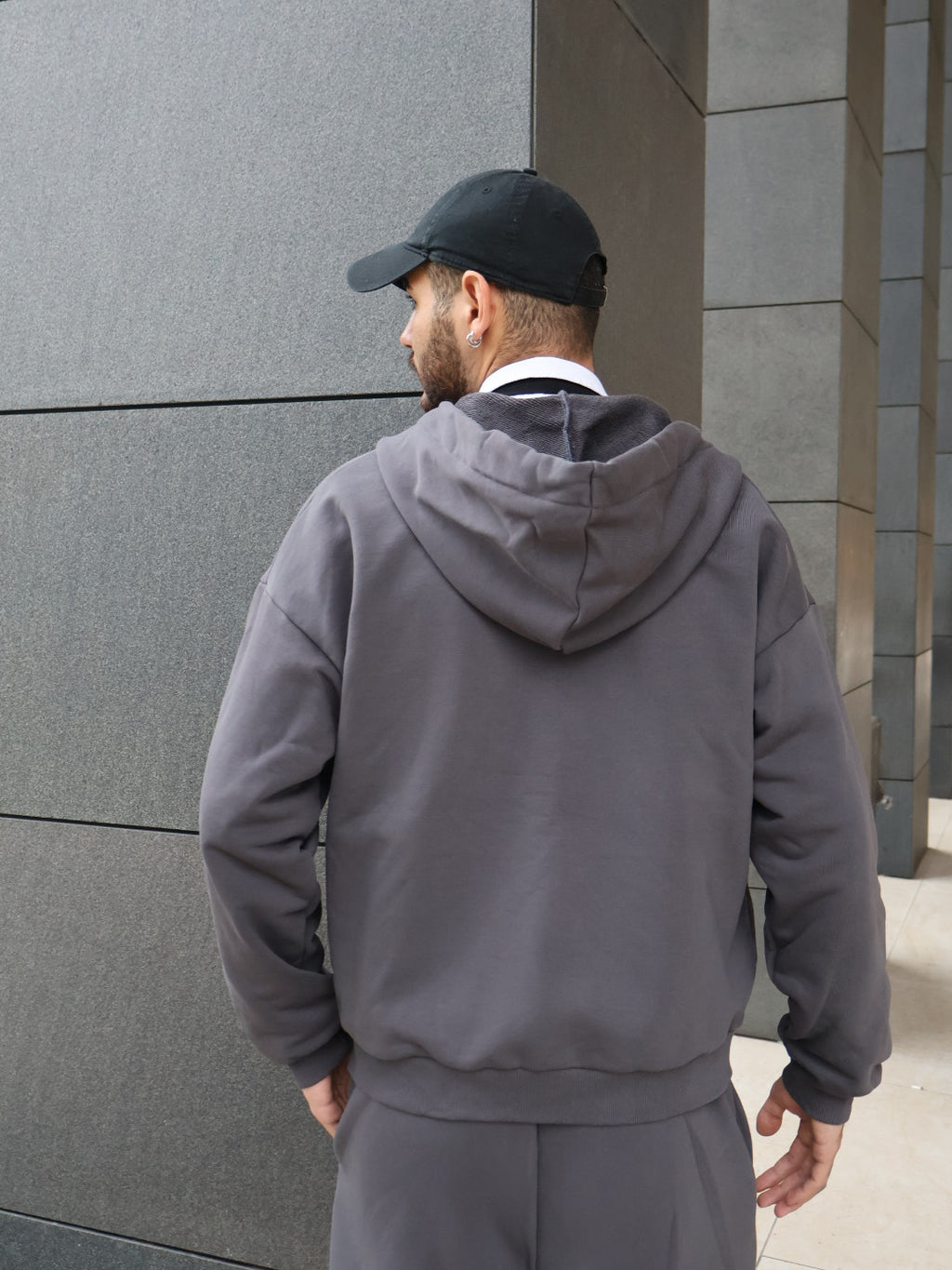 HANORAC CU GLUGĂ ȘI FERMOAR - Gri Antracit