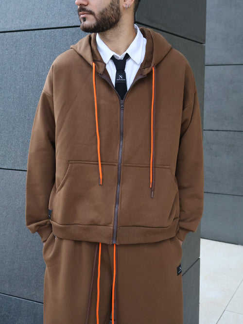 HANORAC CU GLUGĂ ȘI FERMOAR - Maro