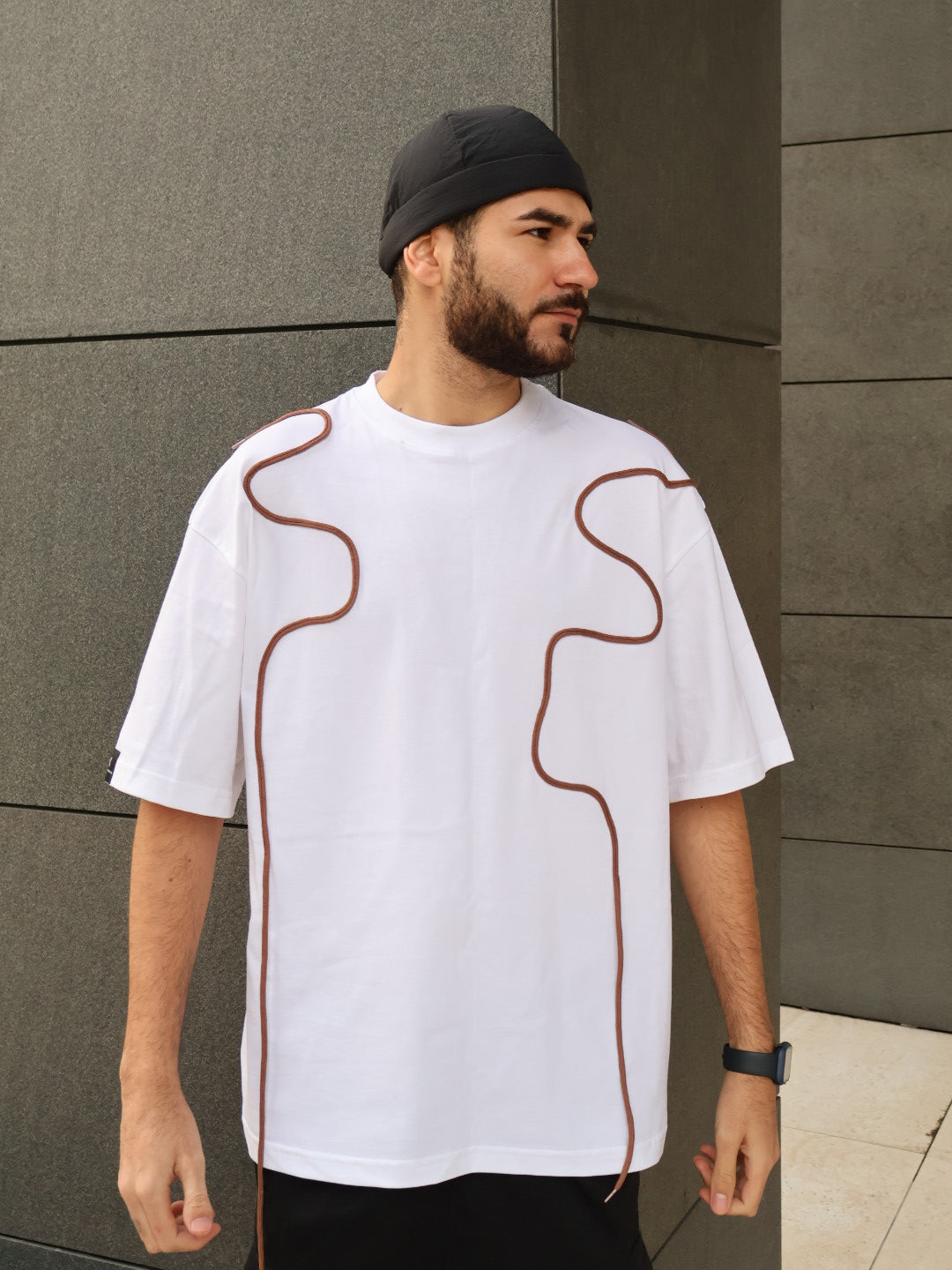 Tricou Oversize - Ivory cu Detalii Decorative