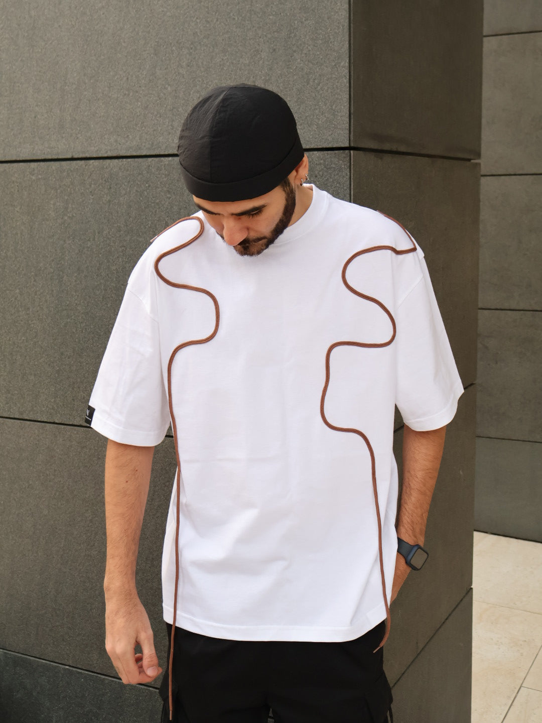 Tricou Oversize - Ivory cu Detalii Decorative