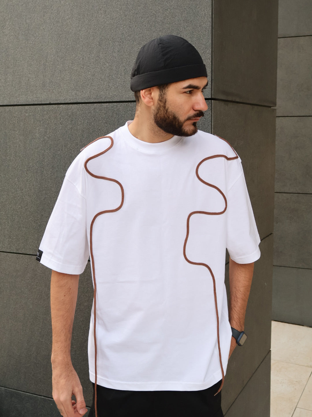 Tricou Oversize - Ivory cu Detalii Decorative